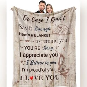 Anniversary  I LoveYou,Romantic Brown Lweight Throw Blanket,Polyester60x50 NEW